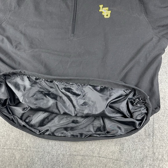 LSU Tigers Windbreaker Jacket Pullover Mens XXL Black 1/4 Short Sleeve - Pockets - Picture 9 of 12